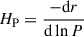 Mathematical equation: $ H_{\mathrm{P}} = \frac{-\mathrm{d}r}{\mathrm{d}\ln P} $