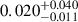 $ 0.020^{+0.040}_{-0.011} $