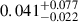 $ 0.041^{+0.077}_{-0.022} $