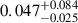 $ 0.047^{+0.084}_{-0.025} $