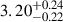$ 3.20^{+0.24}_{-0.22} $