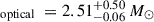 Mathematical equation: $ _{\mathrm{optical}}\ =2.51^{+0.50}_{-0.06}\,M_\odot $