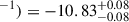 Mathematical equation: $ ^{-1}) = -10.83^{+0.08}_{-0.08} $