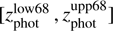Mathematical equation: $\[\left[z_{\text {phot}}^{\text {low68}}, z_{\text {phot}}^{\text {upp68}}\right]\]$