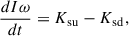 Mathematical equation: $$ \begin{aligned} \frac{dI\omega }{dt}=K_{\rm su}-K_{\rm sd}, \end{aligned} $$