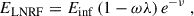 Mathematical equation: $$ \begin{aligned} {E_\mathrm{LNRF} } = {E_\mathrm{inf} } \left( 1 - \omega \lambda \right) e^{-\nu }\;, \end{aligned} $$