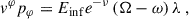 Mathematical equation: $$ \begin{aligned} v^{\varphi } p_{\varphi } = {E_\mathrm{inf} } e^{-\nu } \left({\Omega } - \omega \right) \lambda \;, \end{aligned} $$