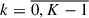 Mathematical equation: $ k = \overline{0,K-1} $