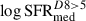 $ \log \mathrm{SFR}_{\mathrm{med}}^{D8 > 5} $