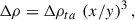 Mathematical equation: $$ \begin{aligned} \Delta \rho = \Delta \rho _{ta} \, \left( x/y\right)^3, \end{aligned} $$