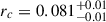 Mathematical equation: $ r_c=0.081^{+0.01}_{-0.01} $