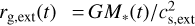 Mathematical equation: ${r_{{\rm{g,ext}}}}\left( t \right) = G{M_*}\left( t \right)/c_{{\rm{s,ext}}}^2$