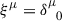 Mathematical equation: $ \xi^\mu= \delta^\mu_{\hphantom{\mu}{0}} $