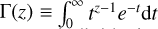 Mathematical equation: $\Gamma(z)\equiv \int_{\rm 0}^{\infty}t^{z-1}e^{-t}{\rm d}t$