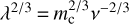 Mathematical equation: $\lambda^{2/3}$ = $m_{\rm c}^{2/3}$$\nu^{-2/3}$