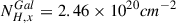 Mathematical equation: $ N^{Gal}_{H,x} = 2.46\times 10^{20}cm^{-2} $