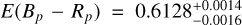 Mathematical equation: $E(B_p - R_p)$ = $0.6128^{+0.0014}_{-0.0016}$