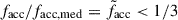 Mathematical equation: $ f_\mathrm{{acc}}/f_\mathrm{{acc,med}} = \tilde{f}_\mathrm{{acc}} < 1/3 $