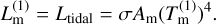Mathematical equation: $L_{\rm{m}}^{(1)} = {L_{{\rm{tidal}}}} = \sigma {A_{\rm{m}}}{\left( {T_{\rm{m}}^{(1)}} \right)^4}.$