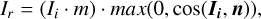 Mathematical equation: I_{r}=(I_{i} \cdot m) \cdot max(0, \cos(\vec{I_i}, \vec{n}))