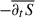 Mathematical equation: $ -\overline{\partial_t S} $