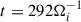 Mathematical equation: $ t = 292 \Omega_{i}^{-1} $