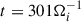 Mathematical equation: $ t = 301 \Omega_{i}^{-1} $