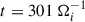 Mathematical equation: $ t = 301\ \Omega_{i}^{-1} $