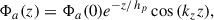 Mathematical equation: $$ \begin{aligned} \Phi _a(z) = \Phi _a(0) e^{-z/h_p}\cos {(k_z z)}, \end{aligned} $$