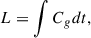 Mathematical equation: $$ \begin{aligned} L=\int C_g dt, \end{aligned} $$