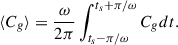 Mathematical equation: $$ \begin{aligned} \langle C_g\rangle =\frac{\omega }{2\pi } \int _{t_s-\pi /\omega }^{t_s+\pi /\omega } C_g dt. \end{aligned} $$