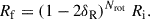 Mathematical equation: $$ \begin{aligned} R_{\rm f} = (1-2\delta _{\rm R})^{N_{\rm {rot}}}~R_{\rm i}. \end{aligned} $$