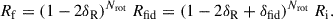 Mathematical equation: $$ \begin{aligned} R_{\rm f} = (1-2\delta _{\rm R})^{N_{\rm {rot}}}~R_{\rm fid} = (1-2\delta _{\rm R}+\delta _{\rm fid})^{N_{\rm {rot}}}~R_{\rm i}. \end{aligned} $$