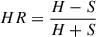 Mathematical equation: $ HR = \frac{H - S}{H + S} $