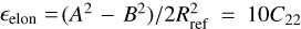 Mathematical equation: ${_{{\rm{elon}}}} = \left( {{A^2} + {B^2}} \right)/2R_{{\rm{ref}}}^2 = 10{C_{22}}$