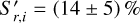 Mathematical equation: $S_{r,i}^' = (14 \pm 5)\,\% $