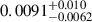 $ 0.0091^{+0.010}_{-0.0062} $