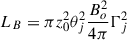 Mathematical equation: $ L_B = \pi z_0^2 \theta_j^2 \frac{B_o^2}{4 \pi} \Gamma_j^2 $