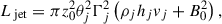 Mathematical equation: $$ \begin{aligned} L_{\text{ jet}} = \pi z_0^2 \theta _j^2 \Gamma _j^2 \left( \rho _j h_j v_j + {B_0^2} \right), \end{aligned} $$