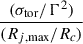 $ \dfrac{(\sigma_{\mathrm{tor}}/\Gamma^2)}{(R_{{j,\max}}/R_{{c}})} $