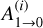 Mathematical equation: $A^{(i)}_{1 \rightarrow 0 }$