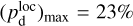 Mathematical equation: ${(p_{\rm{d}}^{{\rm{loc}}})_{\max }} = 23\% $