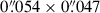 Mathematical equation: $ 0{{{\overset{\prime\prime}{.}}}}054 \times 0{{{\overset{\prime\prime}{.}}}}047 $