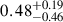 $ 0.48^{+0.19}_{-0.46} $