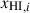 Mathematical equation: $ {x_{{\small { {\text{HI}}}}}}_{,i} $