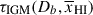 Mathematical equation: $ \tau_{\mathrm{IGM}}(D_b, \overline{x}_{{\small { {\text{HI}}}}}) $