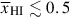 Mathematical equation: $ \overline{x}_{{\small { {\text{HI}}}}}\lesssim 0.5 $