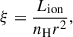 Mathematical equation: $$ \begin{aligned} \xi = \frac{L_{\rm ion}}{n_{\rm H} r^2}, \end{aligned} $$