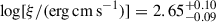 Mathematical equation: $ \log[\xi/(\mathrm{erg\,cm\,s^{-1}})] = 2.65^{+0.10}_{-0.09} $