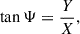 Mathematical equation: $$ \begin{aligned} \tan \Psi = \frac{Y}{X}, \end{aligned} $$